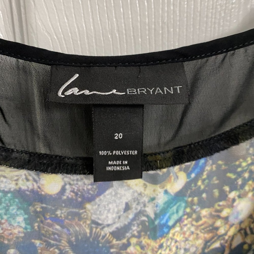 Lk New~Lane Bryant Sheer chiffon sleeveless floral and black blouse~20 - Picture 4 of 10